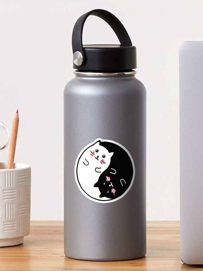 Thumbnail 1 of 3, Sticker, Yin Yang Balancing Cats designed and sold by JaunzemsR.