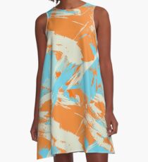 Miami Vice Dolphin Orange Crush A-Line Dress