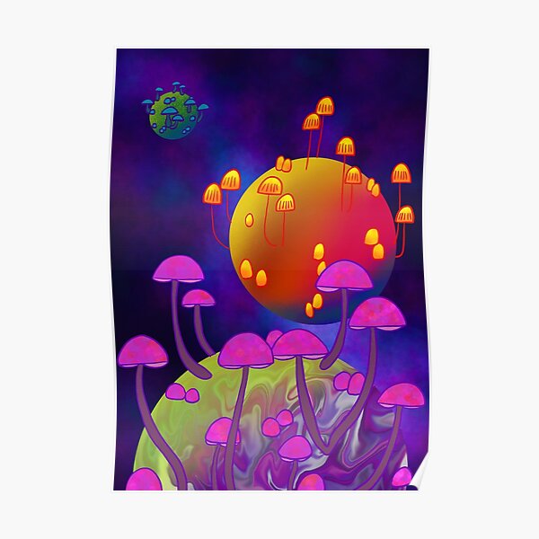 PICTURE PRINT NEW MAGIC MUSHROOMS PSYCHEDELIC PLANET SHROOM POSTER 61X91CM 