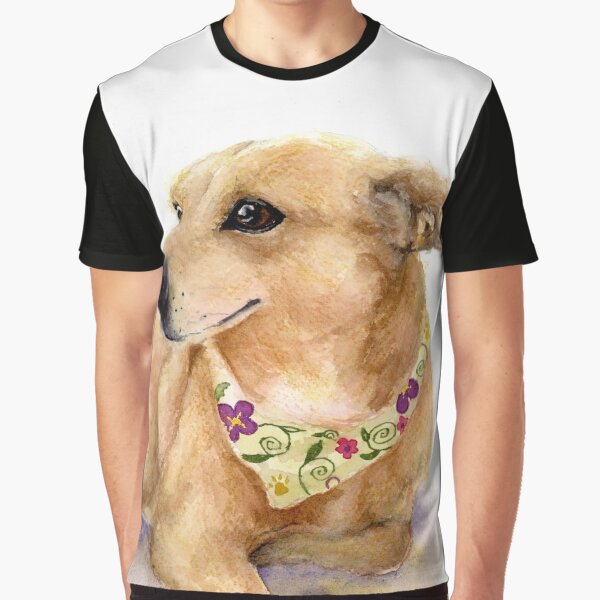 Nixie the Carolina Dog in Watercolor Graphic T-Shirt
