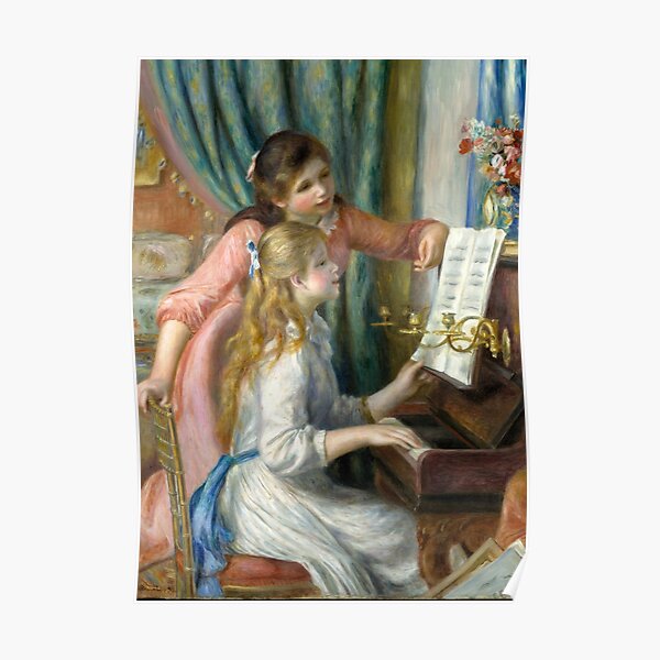 Two Young Girls at the Piano Poster
