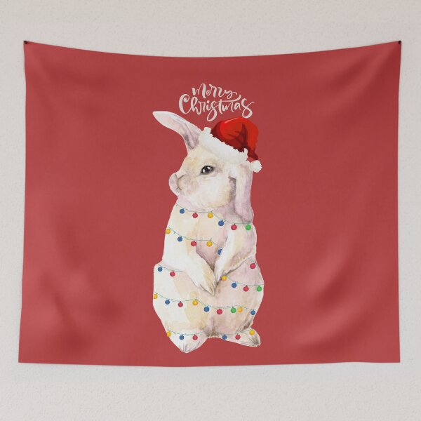 Item preview, Merry Christmas Bunny Rabbit Tangled in lights designed and sold by Designforoz.