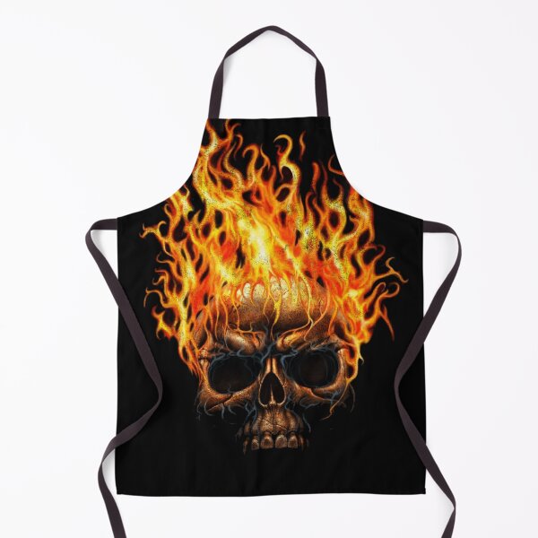 Artikelvorschau, Flammenrot-orangefarbene Totenkopf-Distressed-Grafik entworfen und verkauft von SpookshowDesign.