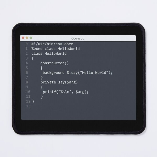 Item preview, . Qore language Hello World program sample in editor window designed and sold by IuriiVlasenko.