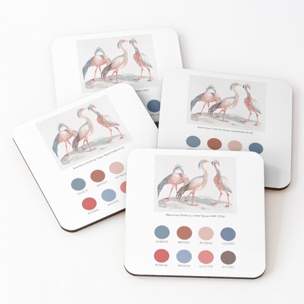 Item preview, Colour Palette of Miss Crane Birds by Johan Teyler (1648-1709) designed and sold by CoffeewithAnh.