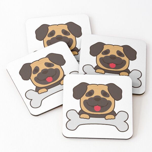 Item preview, Cute pug holding bone designed and sold by happyfunshop.