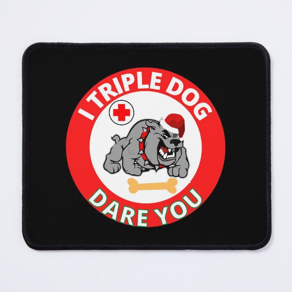 Item preview, I Triple Dog Dare You funny bull dog with Christmas hat and bone designed and sold by RGRamsey.