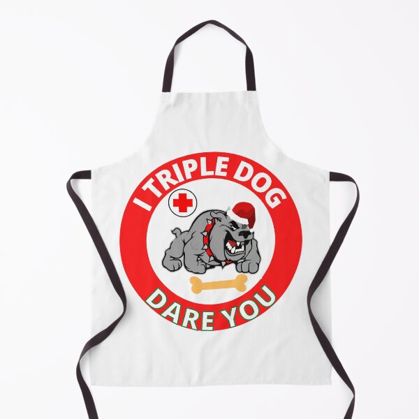 Item preview, I Triple Dog Dare You funny bull dog with Christmas hat and bone designed and sold by RGRamsey.