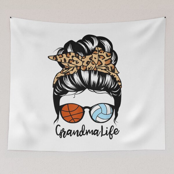 Item preview, Grandma Life Messy Bun Hair leopard Volleyball Basketball designed and sold by ghazalish.
