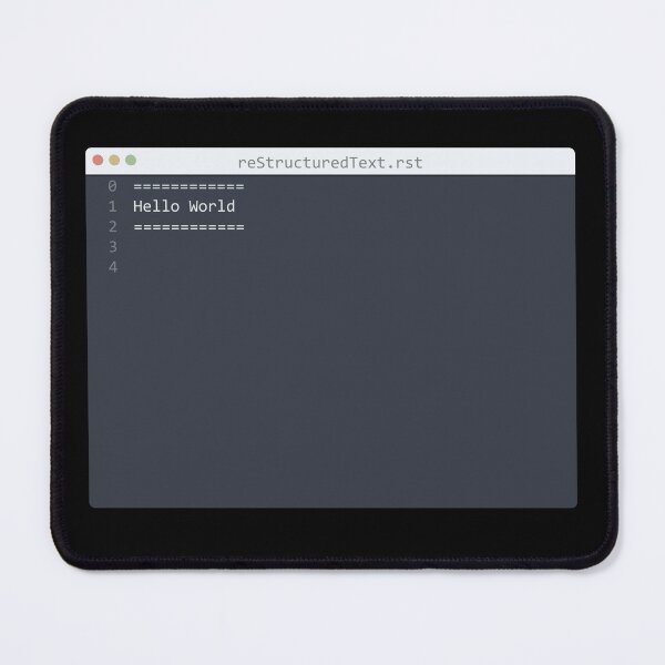 Item preview, . reStructuredText language Hello World program sample in editor window designed and sold by IuriiVlasenko.