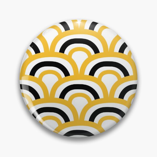 Artikelvorschau, Orange Black and White Retro Scallop Pattern Coordinates W/ Farrow and Ball Babouche No.223 2022 Popular Color - Colour - Hue entworfen und verkauft von ColorOfTheYears.
