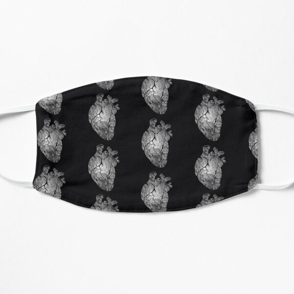 Black and white flower heart Flat Mask