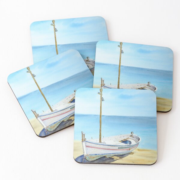 Item preview, Fishing Boat, new watercolor art from Mhai designed and sold by mhailittlearts.