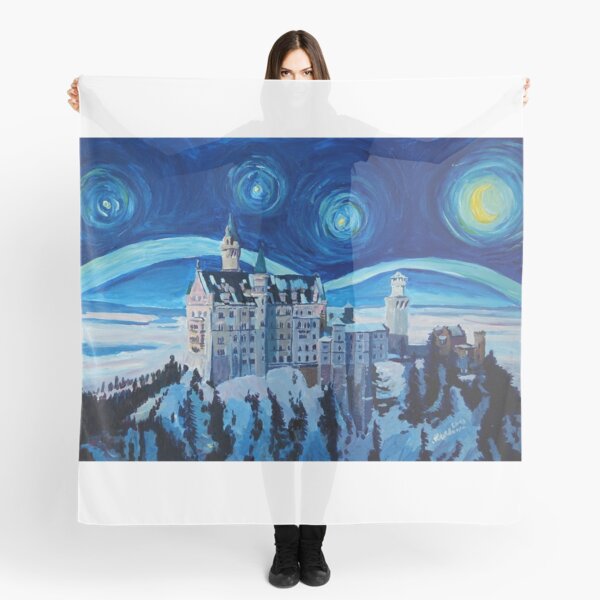 Sternen Nacht in Neuschwanstein - Romantisches Schloß Van Gogh inspiriert Scarf