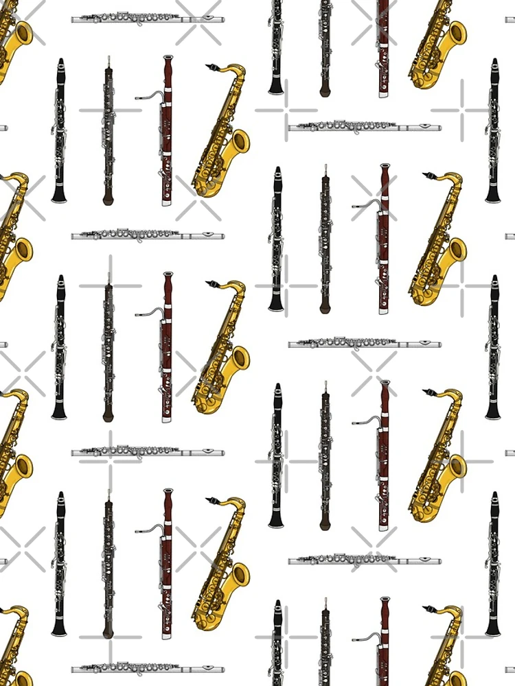 Thumbnail 4 of 4, iPhone Case, Woodwind Instruments Sticker Pack Pattern designed and sold by doodlerob.