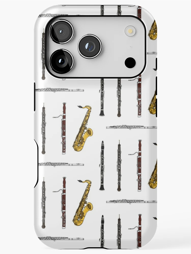 Thumbnail 1 of 4, iPhone Case, Woodwind Instruments Sticker Pack Pattern designed and sold by doodlerob.