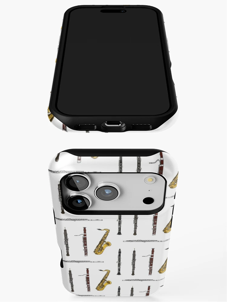 Thumbnail 3 of 4, iPhone Case, Woodwind Instruments Sticker Pack Pattern designed and sold by doodlerob.