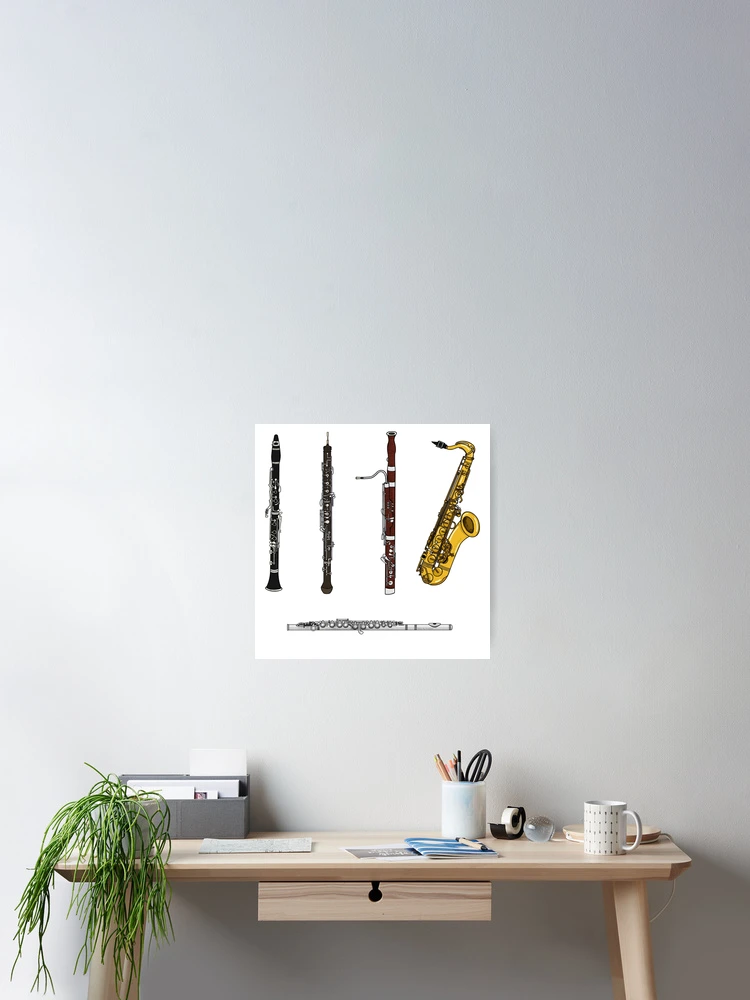 Thumbnail 2 of 3, Poster, Woodwind Instruments Sticker Pack Pattern designed and sold by doodlerob.