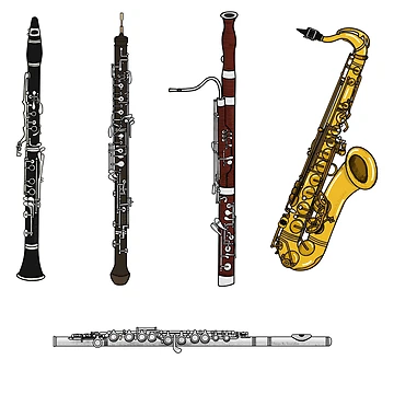 Artwork thumbnail, Woodwind Instruments Sticker Pack Pattern by doodlerob