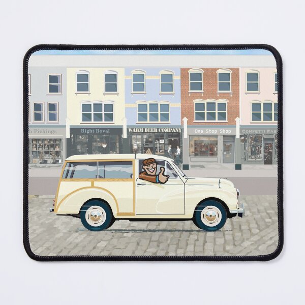 Old English White Morris Minor Traveller Mouse Pad