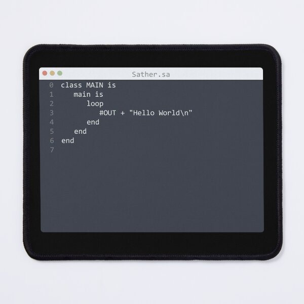 Item preview, . Sather language Hello World program sample in editor window designed and sold by IuriiVlasenko.