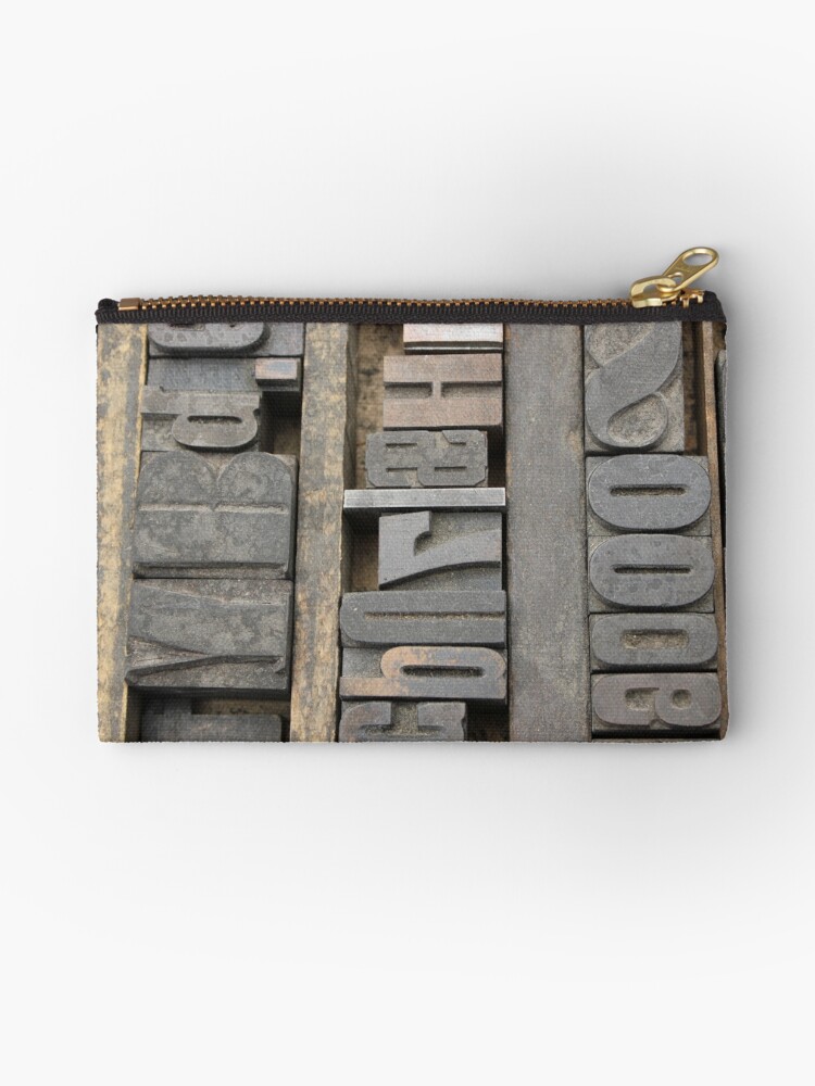 Thumbnail 1 of 4, Zipper Pouch, Letterpress, Brooklyn Flea Market designed and sold by Rachael Mullins.