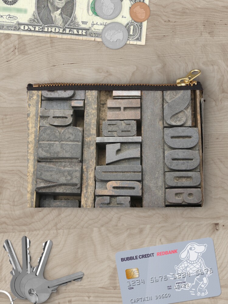 Thumbnail 3 of 4, Zipper Pouch, Letterpress, Brooklyn Flea Market designed and sold by Rachael Mullins.