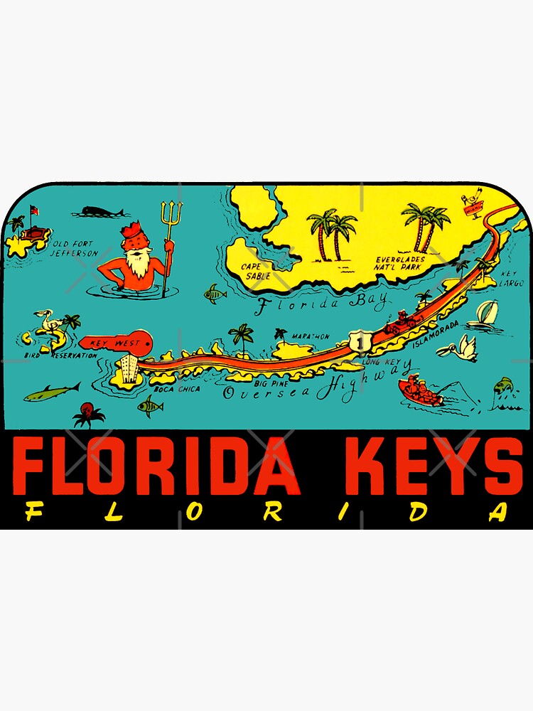 "Florida Keys Vintage Travel Decal" Sticker by hilda74 Redbubble