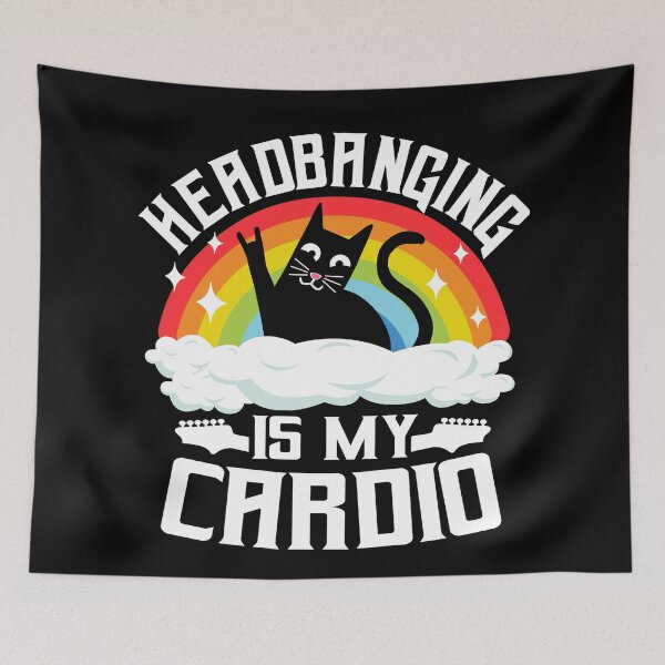 Item preview, Headbanging Is My Cardio Cat Rainbow Heavy Metal Cats  designed and sold by Stronzi.