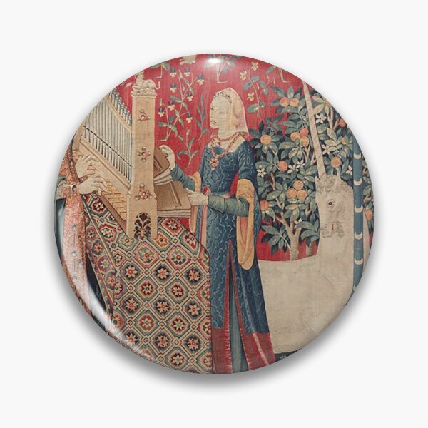 Item preview, Medieval Lady And The Unicorn Midnight Floral Tapestry designed and sold by Epitome Girl.