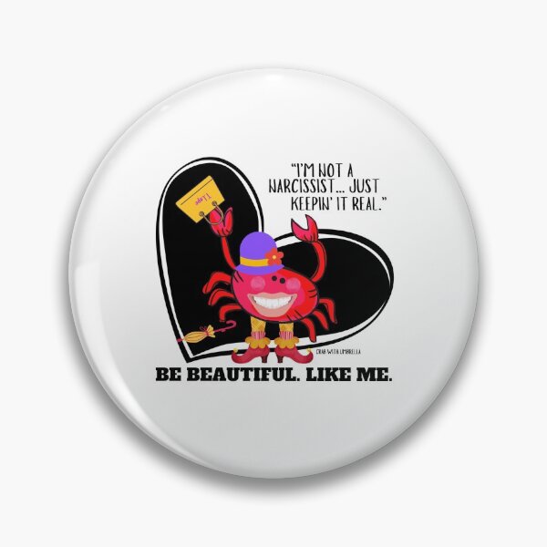 Item preview,  CUTE FUNNY CARTOON FUCHSIA  RED PINK CRAB WITH UMBRELLA TEXT #4 (I’M NOT A NARCISSIST/ BLACK HEART)  designed and sold by EllieMonroe.