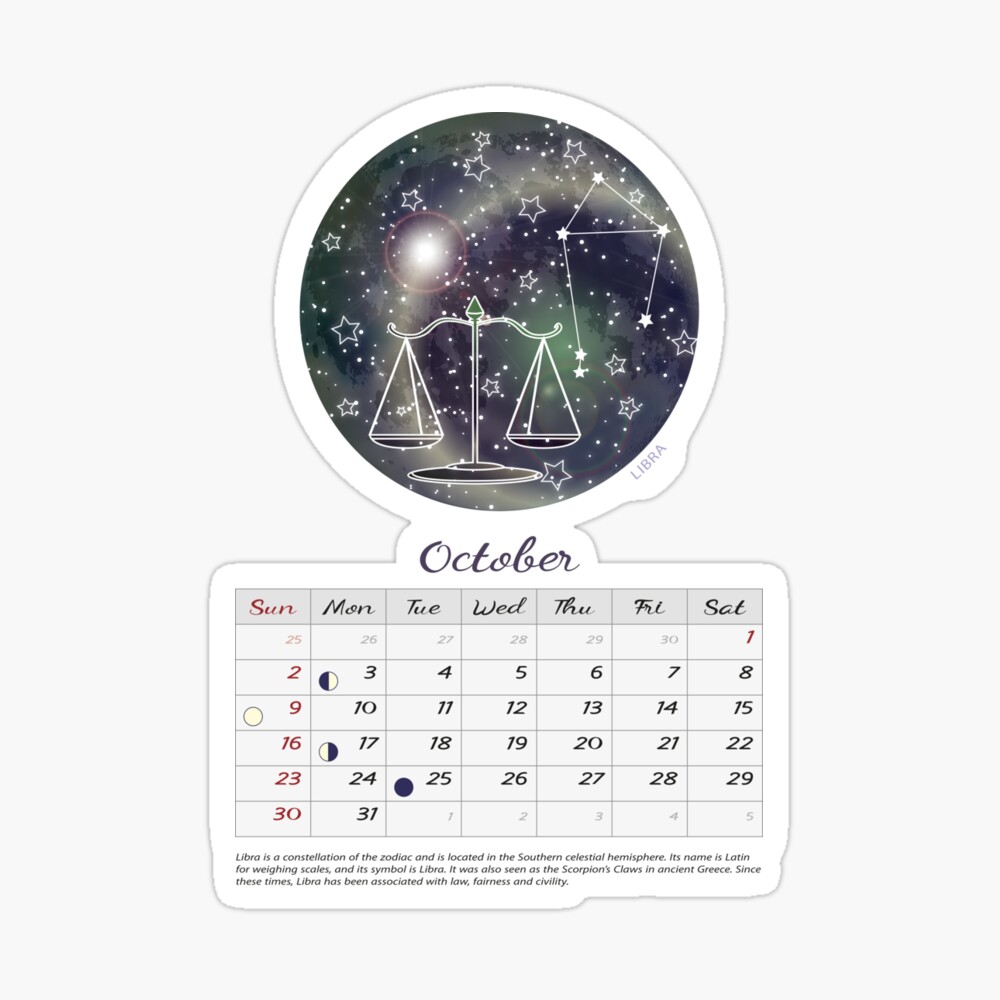 October 2022 Calendar Moon Phase Calendar 2022 Libra Star Sign Libra Wall Art Constellation Calendar Lunar Calendar 2022 Astronomy Gifts Calendario" Poster By Galleryartfield | Redbubble