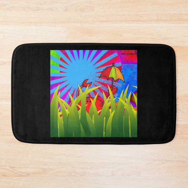 Item preview,  CUTE FUNNY CARTOON FUCHSIA  RED PINK CRAB WITH UMBRELLA LOST IN GRASS designed and sold by EllieMonroe.