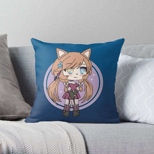 Cute Gacha Girl Foxy Chan Throw Pillow