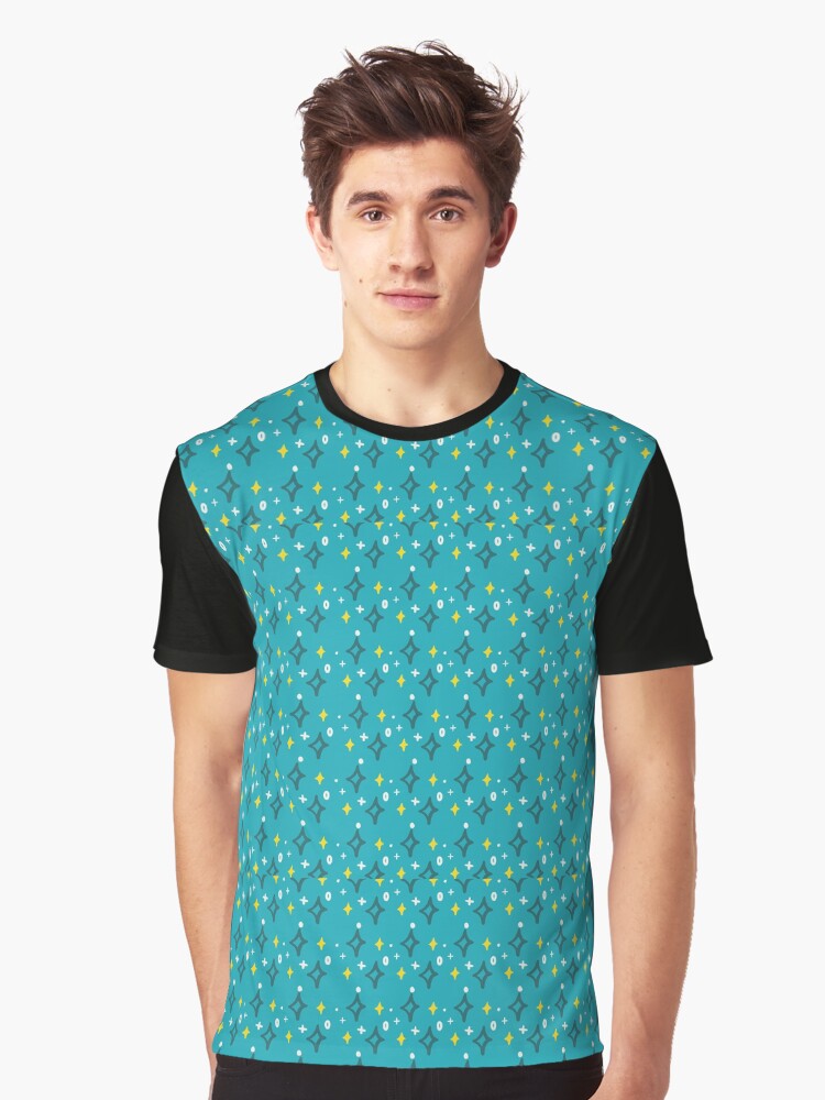 Thumbnail 1 of 5, Graphic T-Shirt, Stars & Sparkles in Blue and Yellow designed and sold by DesignsbyEH.