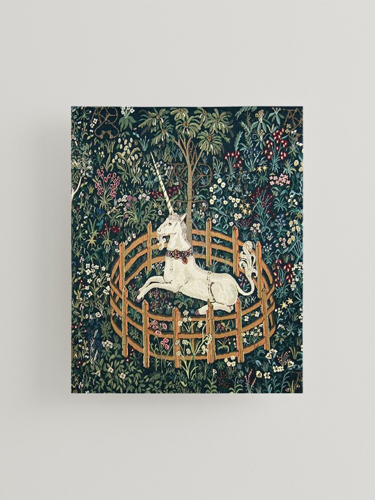 Medieval Unicorn Floral Tapestry Framed Mini Art Print by