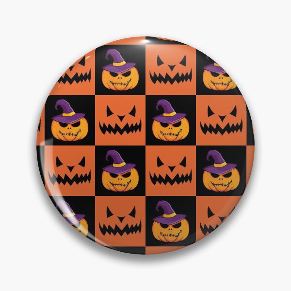 Item preview, Checkered Orange and black pumpkin scary face Pattern | Halloween Cute and spooky face Pattern | Halloween decor and gifts designed and sold by Violet Treasures.
