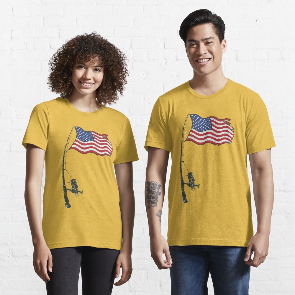 Fishing American Flag Essential T-Shirt for Sale by darleneleega