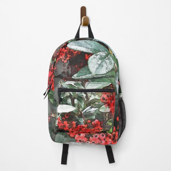Item preview, Natura lovers, red berries and green leaves, pattern, watercolor butterfly designed and sold by Collagedream.