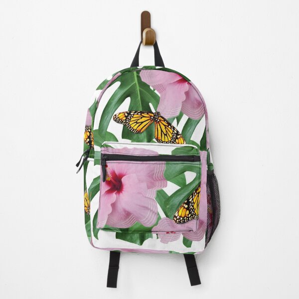 Pink Floral and Monarch Butterflies Backpack