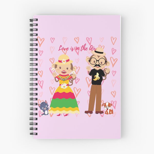 Item preview, Monkey Love Go banana Puppy Kitty Love is in the air Happy Lovers. Animal lovers, pet Owner Pink hearts dot grid designed and sold by AccessMyself.