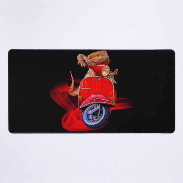Born To Be Wild - Bearded Dragon On A Red Vespa Desk Mat