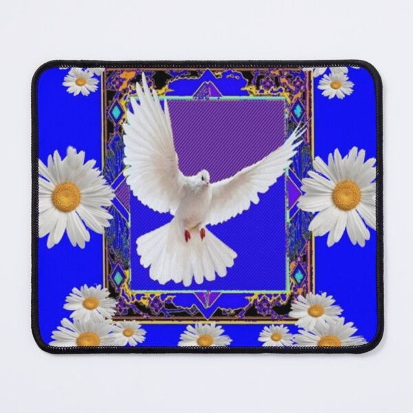 Item preview, WHITE PEACE DOVE DAISY FLORAL BLUE ABSTRACT ART designed and sold by sharlesart.