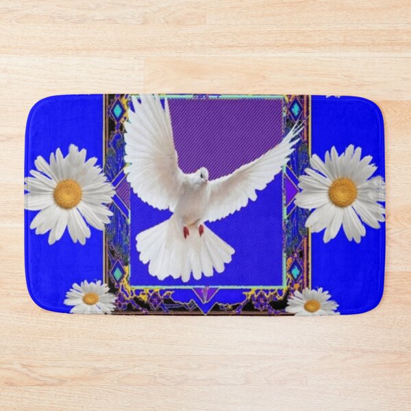 Item preview, WHITE PEACE DOVE DAISY FLORAL BLUE ABSTRACT ART designed and sold by sharlesart.