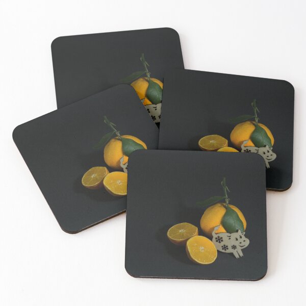 Item preview, Tangerine cut with a green leaf on a black background Goby symbol of 2020 designed and sold by Tae Mi.