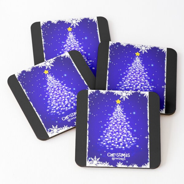 Item preview, CHRISTMAS TREE with STAR and snow flakes  blue Xmas designed and sold by ALLISONBOUTIQUE.