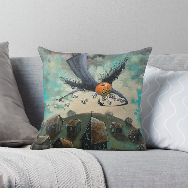 Spreading Fear and Horror on Halloween Throw Pillow