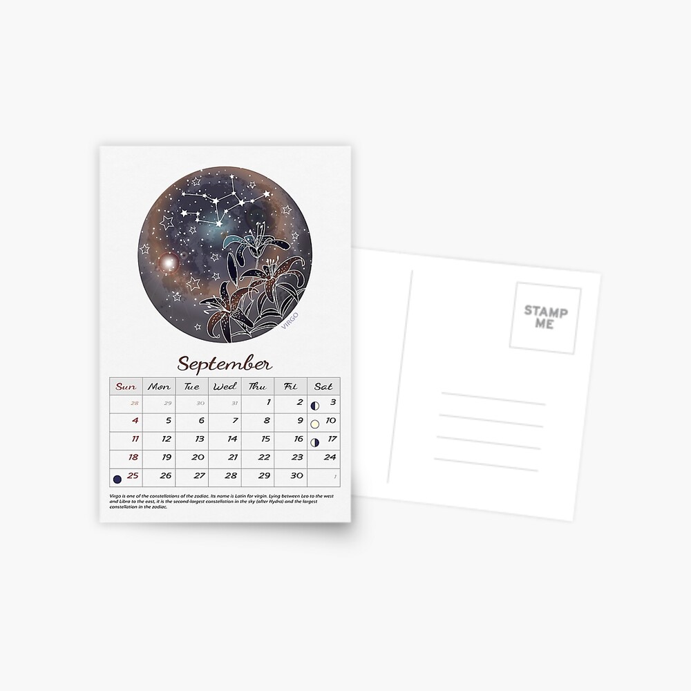 "September 2022 Calendar Moon phase calendar 2022 Virgo constellation