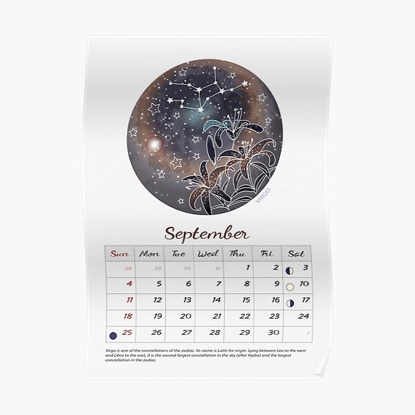 Moon Calendar September 2022 December 2022 Calendar Moon Phase Calendar 2022 Constellation Cassiopeia Calendar  Lunar Calendar 2022 Astronomy Gifts Calendario 2022 Wall Calendar " Poster  By Galleryartfield | Redbubble