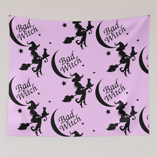 Item preview, Silhouette of Sexy Wicked Witch with her cat flying a broom at night designed and sold by Marcia Motivos.